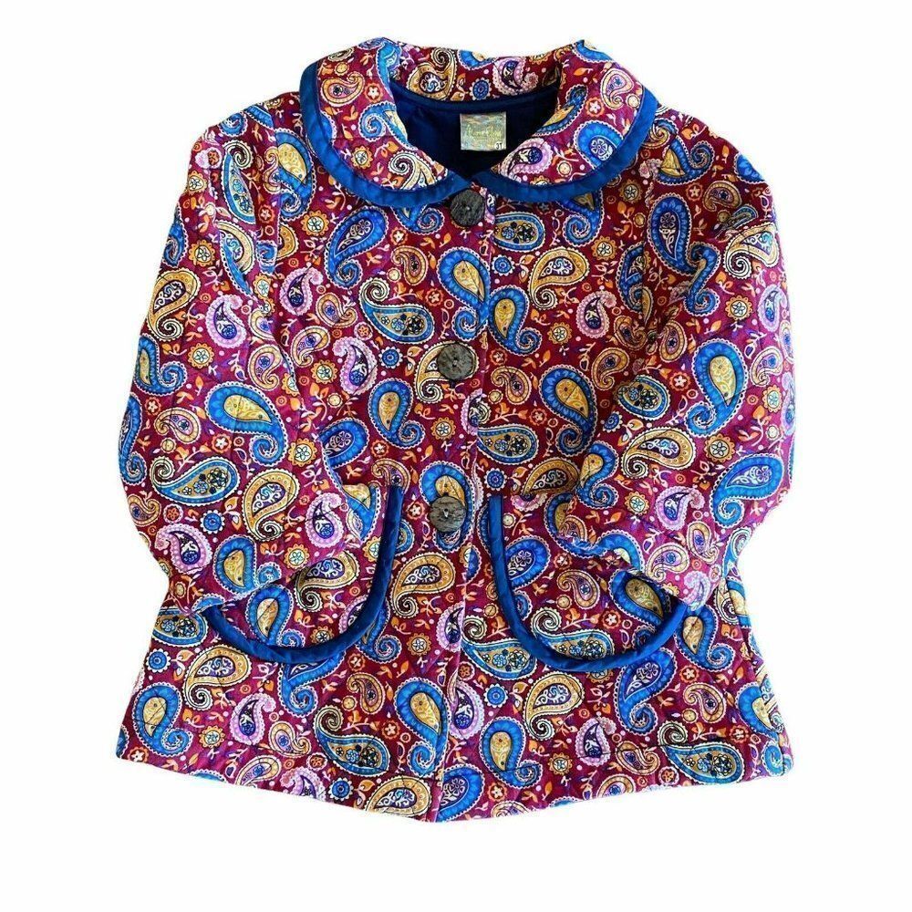 Maria Elena Quilted‎ Jacket Paisley Colorful Pockets Size 3T